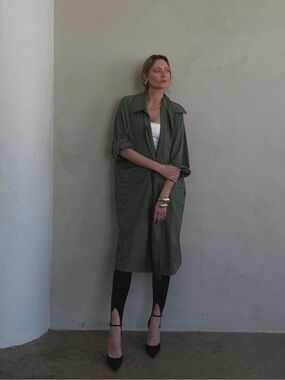 Jules Los Angeles Parachute Trench Coat Army Green Oversized Size One Size
